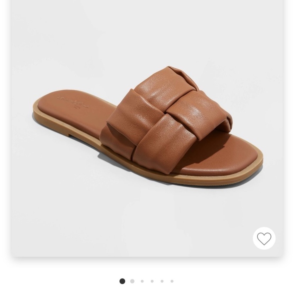 Universal Thread Woven Slide Sandals in Cognac Brown